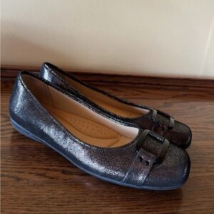 Trotters Womens Sizzle Flats Black Metallic Size 10.5 N glitter